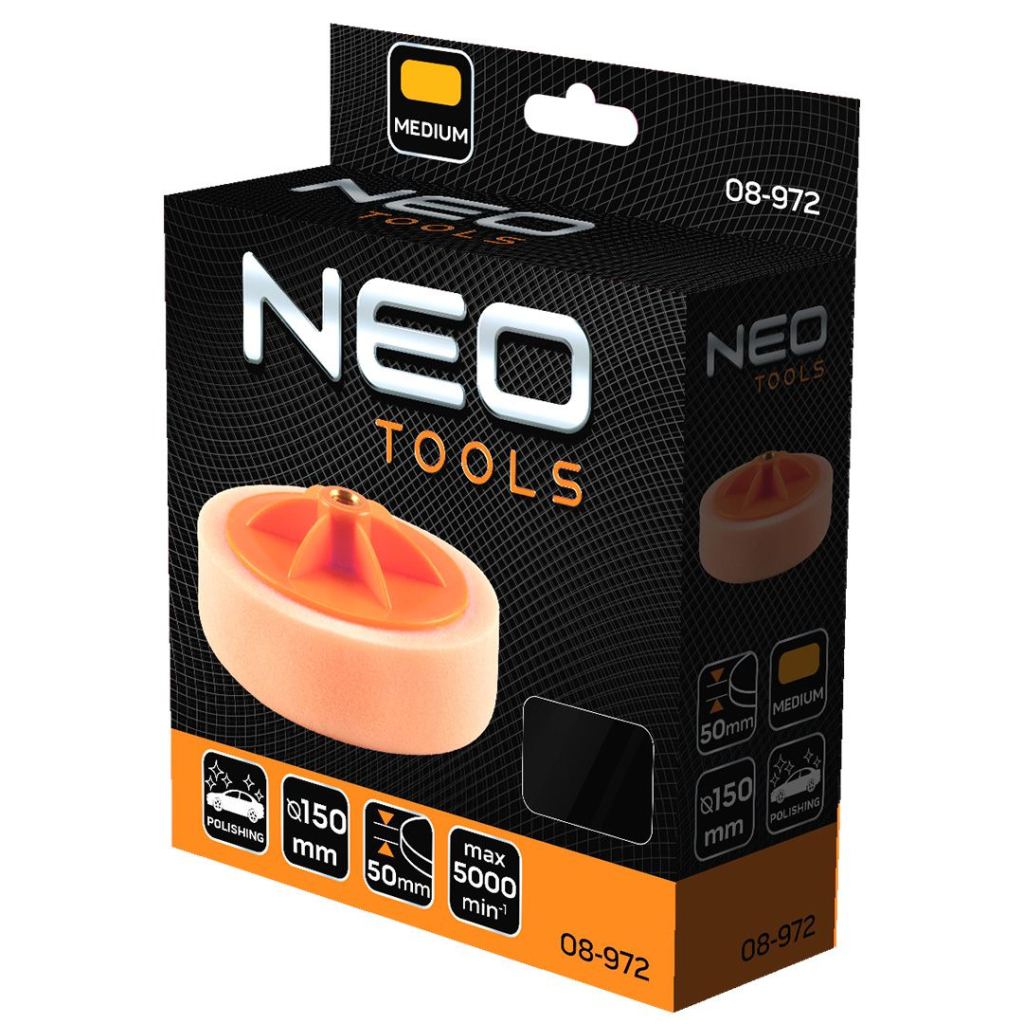 Круг зачистний Neo Tools полірувальний, губка середньої твердості , M14, 150x50мм (08-972) - зображення 4