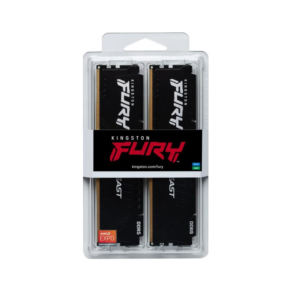 Модуль пам'яті для комп'ютера DDR5 64GB (2x32GB) 5600 MHz Fury Beast Black Kingston Fury (ex.HyperX) (KF556C36BBE2K2-64) - изображение 6