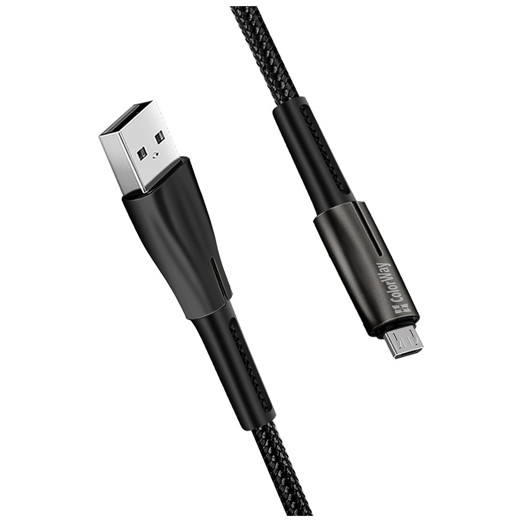 Дата кабель USB 2.0 AM to Micro 5P 1.0m zinc alloy + led black ColorWay (CW-CBUM035-BK) - зображення 6