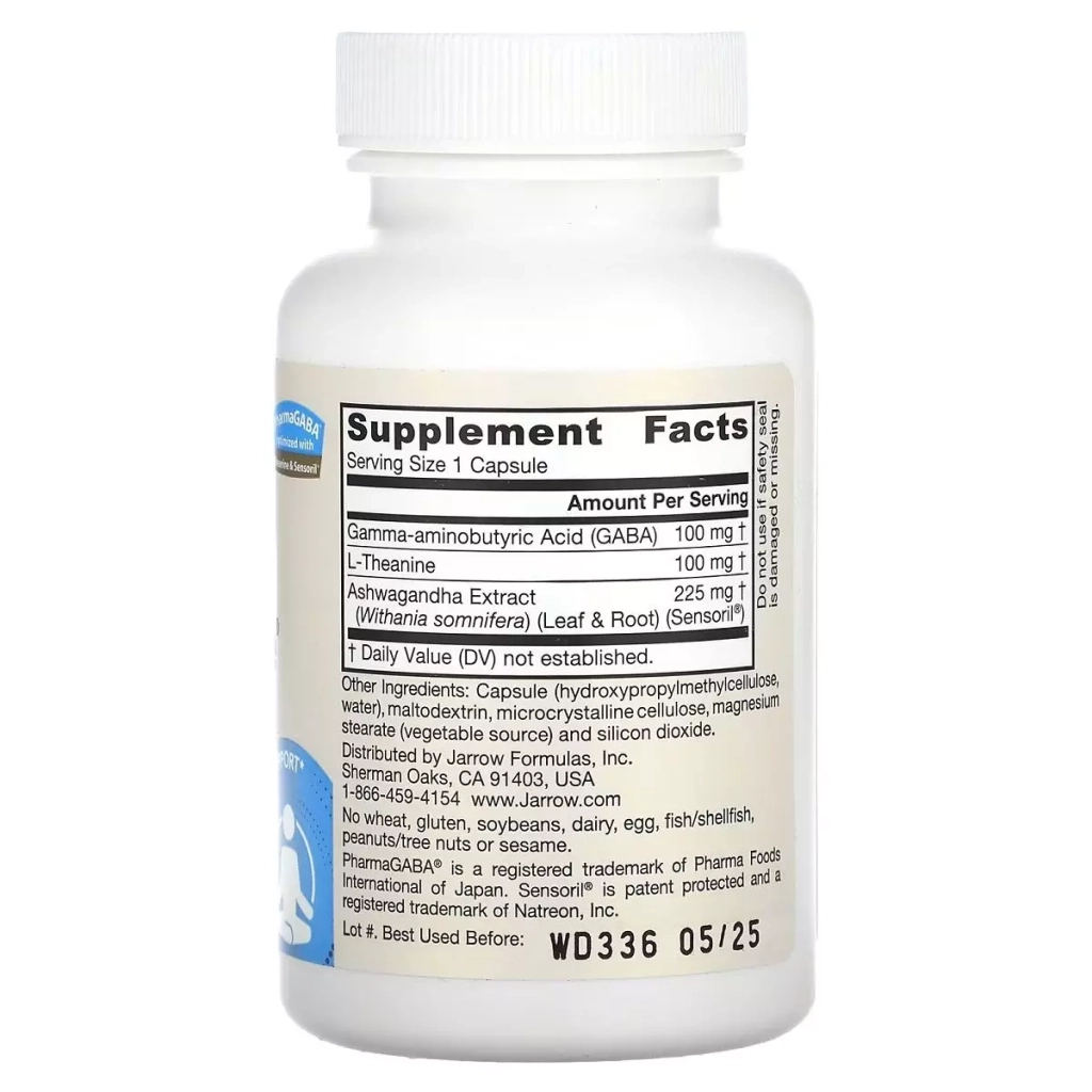 Амінокислота Jarrow Formulas GABA (Гамма-аміномасляна кислота), GABA Soothe, 30 вегетаріанс (JRW-29044) - зображення 2