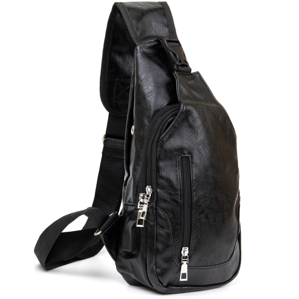 Сумка Vintage Через плече на два відділення шкірзам Чорна (20559) - зображення 1