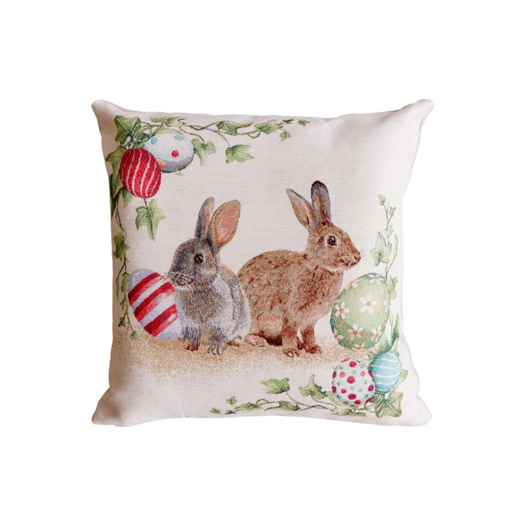 Подушка Прованс декоративна гобеленова Пара зайців з писанками Веснянка 45х45 см (034270) - изображение 6