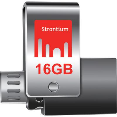 USB флеш накопичувач Strontium Flash 16GB Nitro Plus Silver OTG USB 3.0 (SR16GSLOTG1Z) - зображення 1