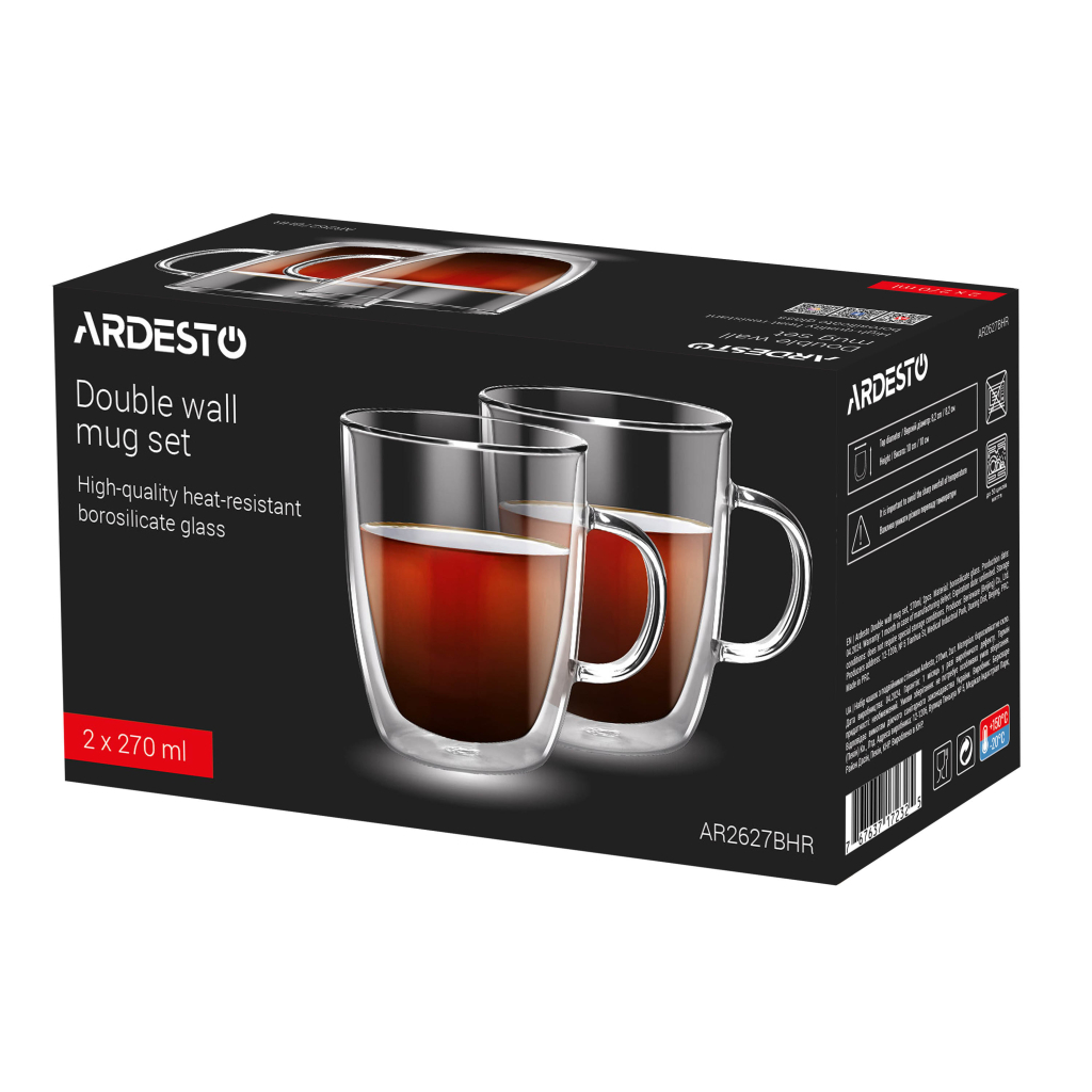 Набір чашок Ardesto BHR 270 мл 2 шт прозорий (AR2627BHR) - зображення 2