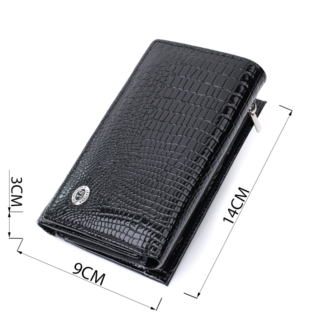 Гаманець ST Leather Три складення з натуральної шкіри Чорний (22707) - зображення 3