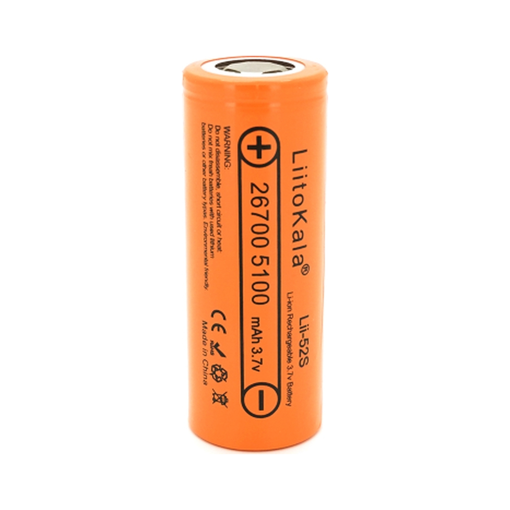 Акумулятор 26700 Li-Ion 5000mah 5100-5200mah, 3.7V (2.75-4.2V), Orange Liitokala (Lii-52S) - зображення 1