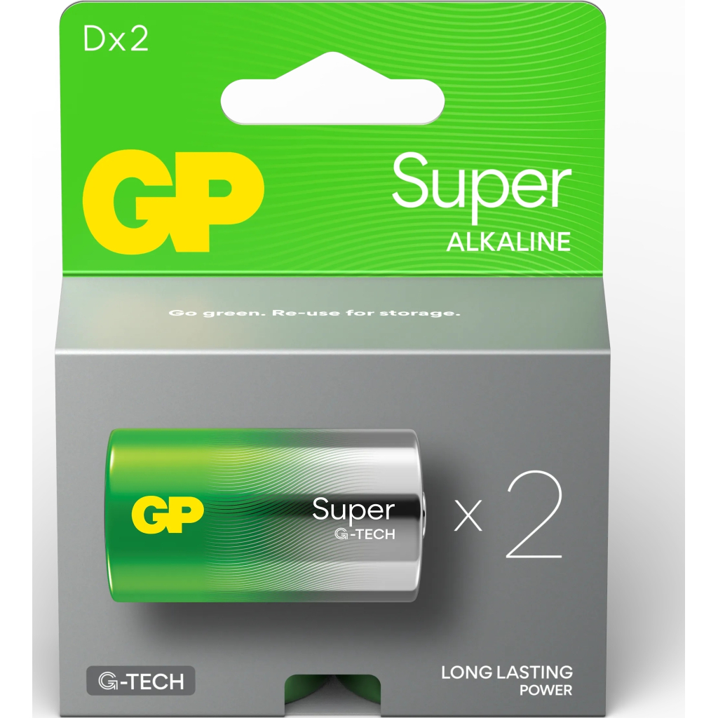 Батарейка Gp D Super Alkaline LR20 * 2 (13A21-SB2 / 4891199220142) - зображення 2