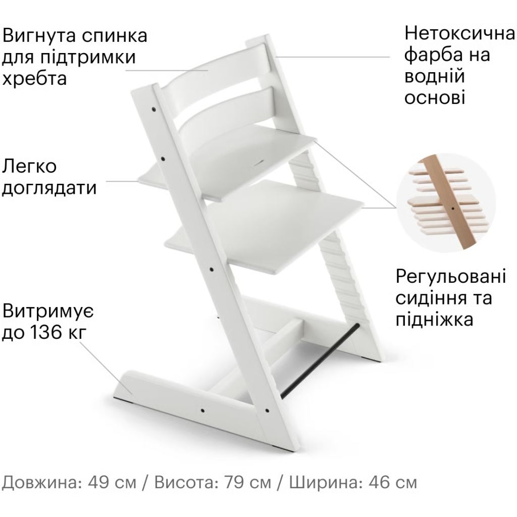 Стілець для годування Stokke Tripp Trapp, White (білий) (100107) - зображення 3