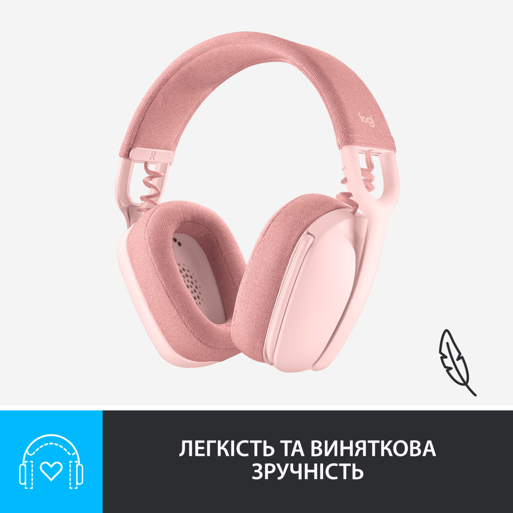 Навушники Logitech Zone Vibe 100 Wireless Rose (981-001224) - зображення 7