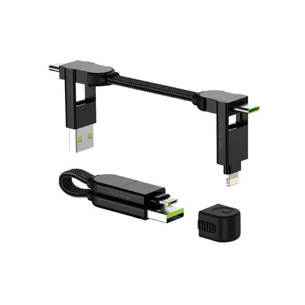Дата кабель 6in1 inCharge X 0,14m 100W black Rolling Square (X01WR) - зображення 1