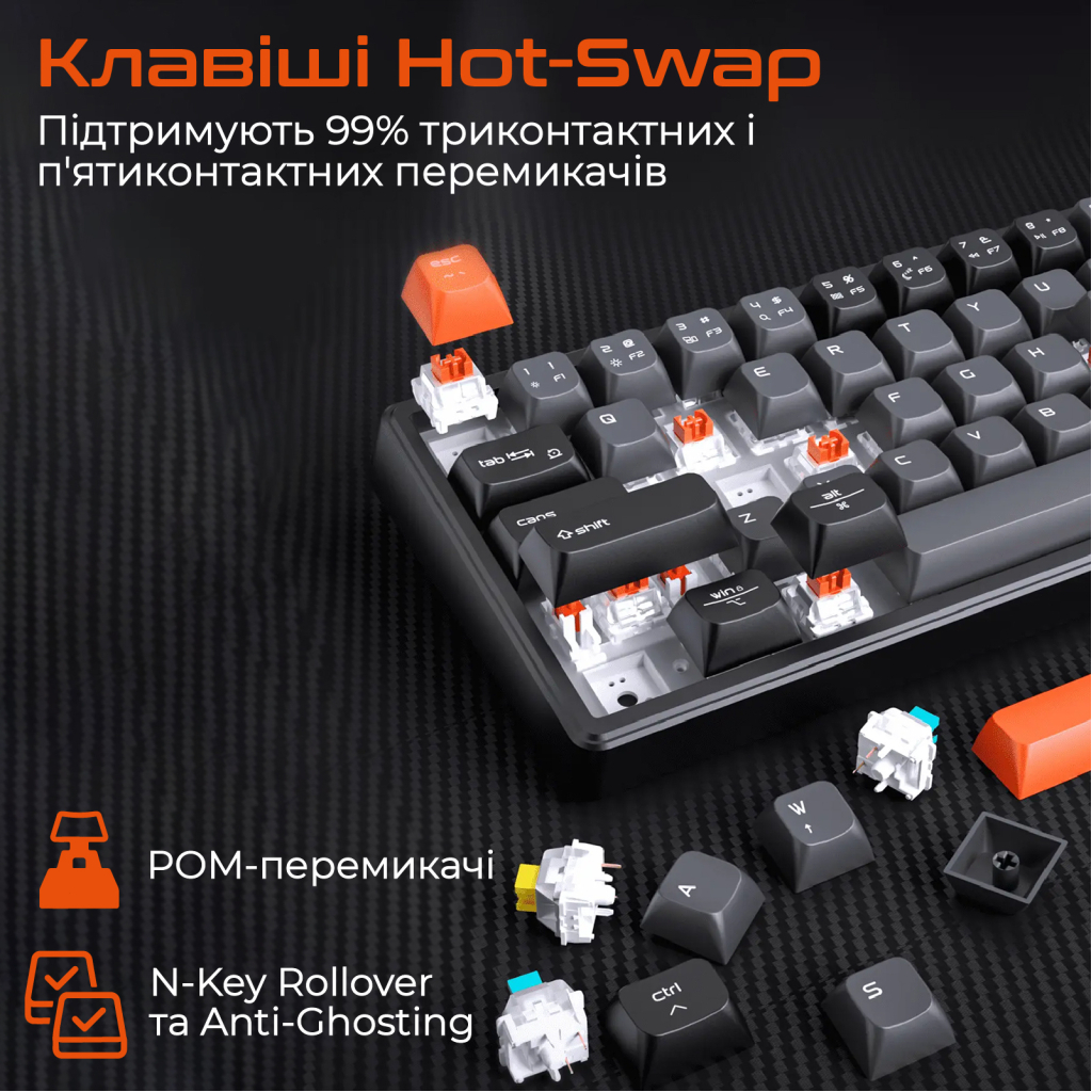 Клавіатура Meetion MK12 Bluetooth/USB Type-C Black (MT-MK12-A-RUA) - зображення 7