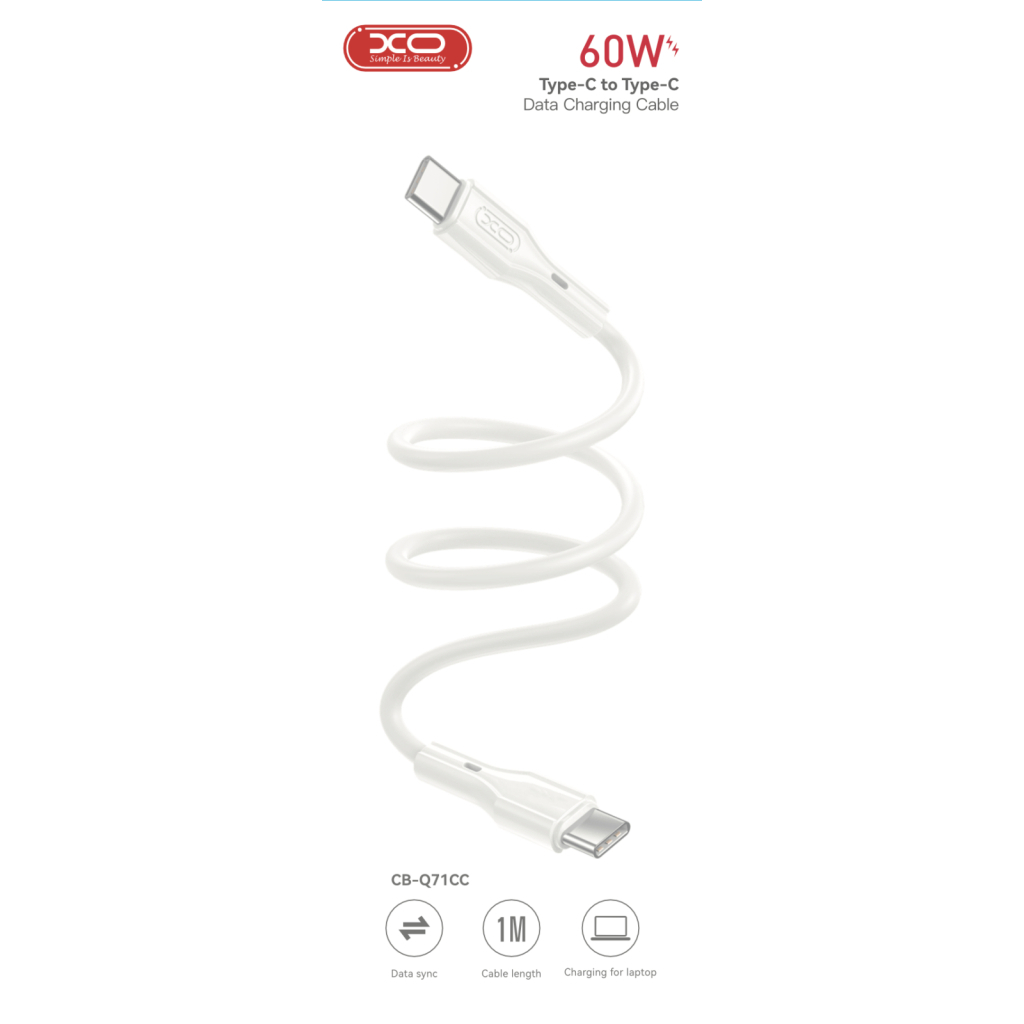 Дата кабель USB-C to USB-C 1.0m 60W XO (CB-Q71CC) - зображення 2