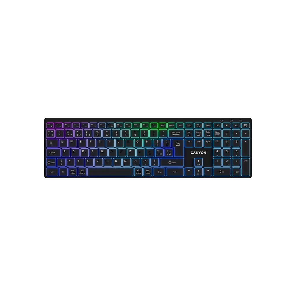 Клавіатура Canyon HKB-W11 Slim Dual Mode Wireless/Bluetooth RGB UA Black (CNS-HBTK11B) - зображення 1
