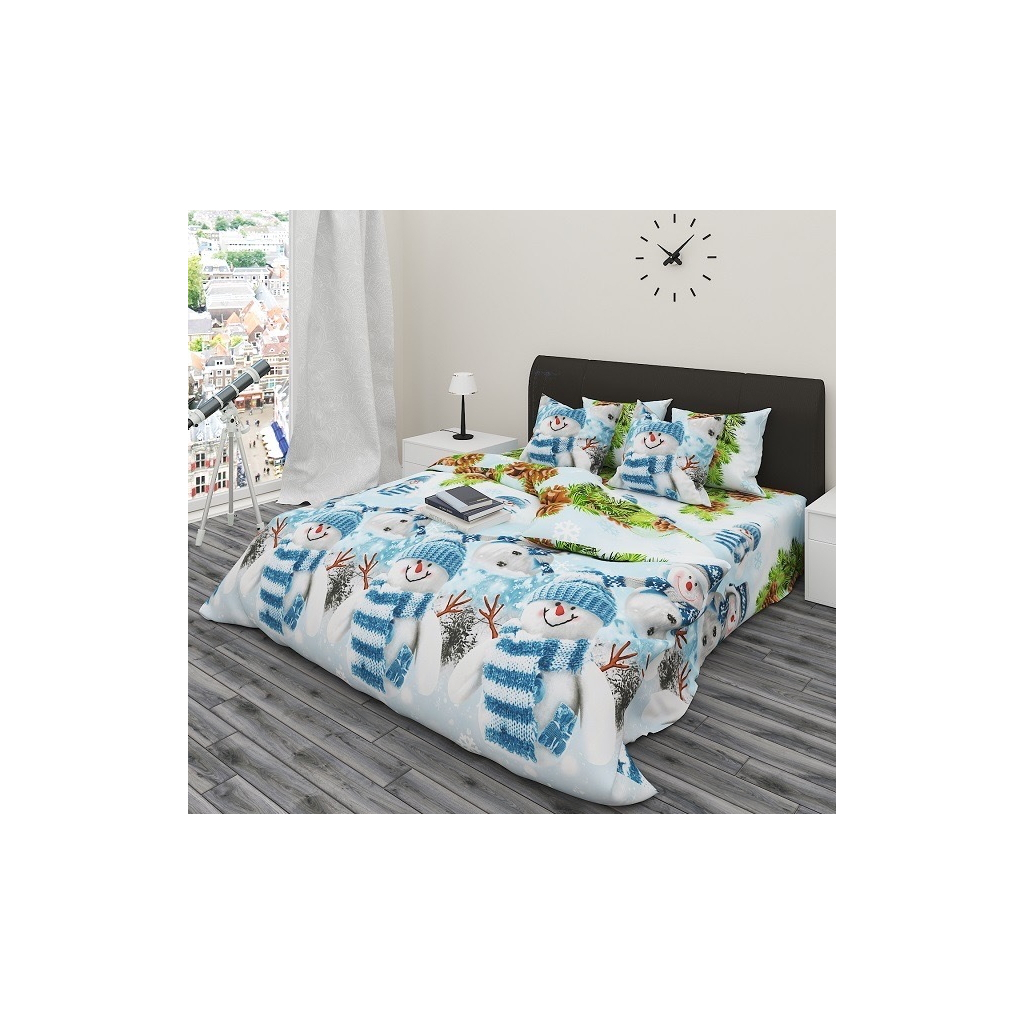 Постільна білизна MirSon Бязь Premium 17-0266 Snowman Сімейна 160x220 (2200002109895) - зображення 1