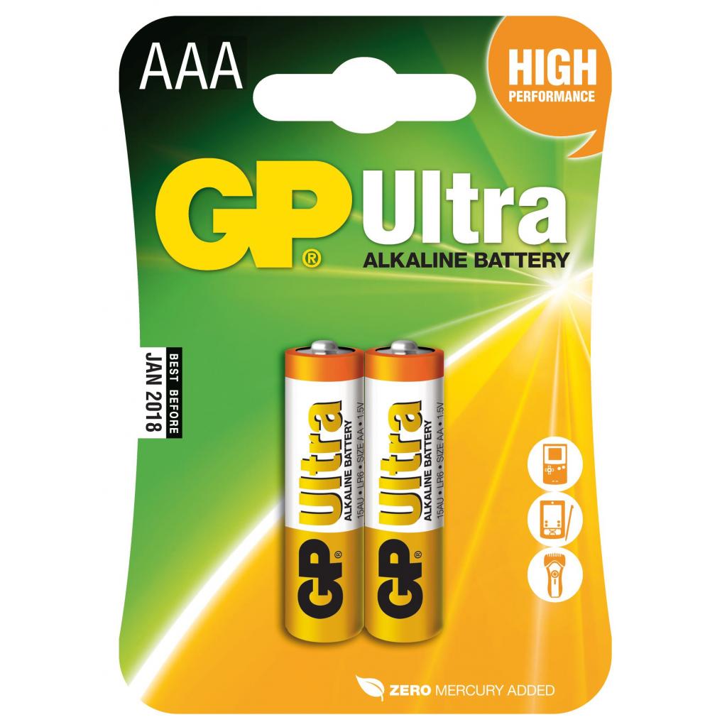 Батарейка Gp AAA LR03 ULTRA Alcaline * 2 (24AU-U2 / 4891199027642) - зображення 1