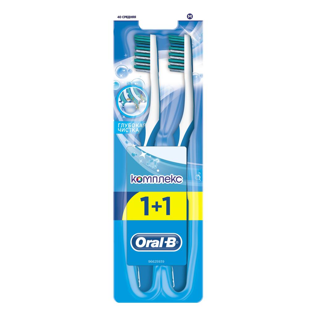 Зубна щітка Oral-B Комплекс Глибоке чищення середня 1+1 шт (3014260022617) - зображення 1