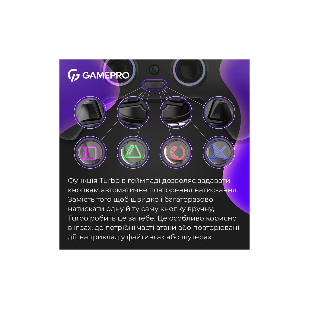 Геймпад GamePro GPS13B BT 5.3/USB/PC/iOS/Android/PS3/PS4 RGB Black (GPS13B) - зображення 10
