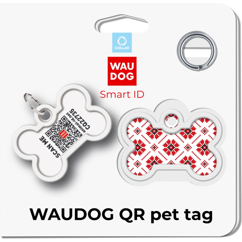 Адресник для тварин WAUDOG Smart ID з QR паспортом "Вишиванка", кістка 40х28 мм (231-4033) - изображение 5