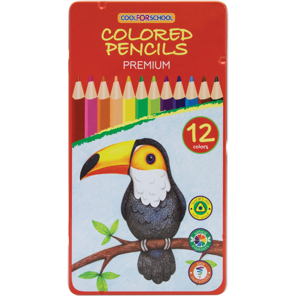Олівці кольорові Cool For School Premium тригранні, 12 кольорів (CF15178) - зображення 1