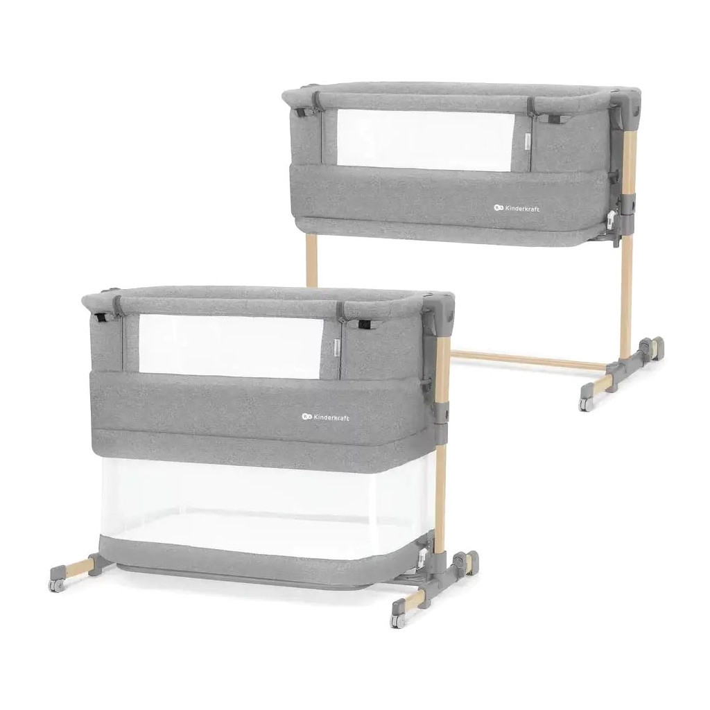 Ліжечко Kinderkraft Приставне ліжечко-люлька Neste Grow Light Grey Grey Full Wood (5902533923021) - зображення 2