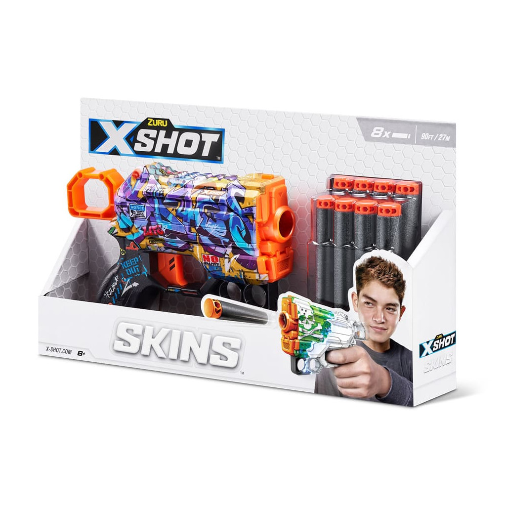 Іграшкова зброя Zuru X-Shot Швидкострільний бластер Skins Menace Spray Tag (8 патронів) (36515D) - зображення 4