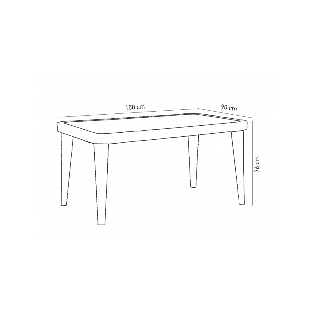 Стіл садовий Tilia Osaka 90x150 см з зовнішнім склом кавовий, ніжки пластикові (10059) - зображення 2