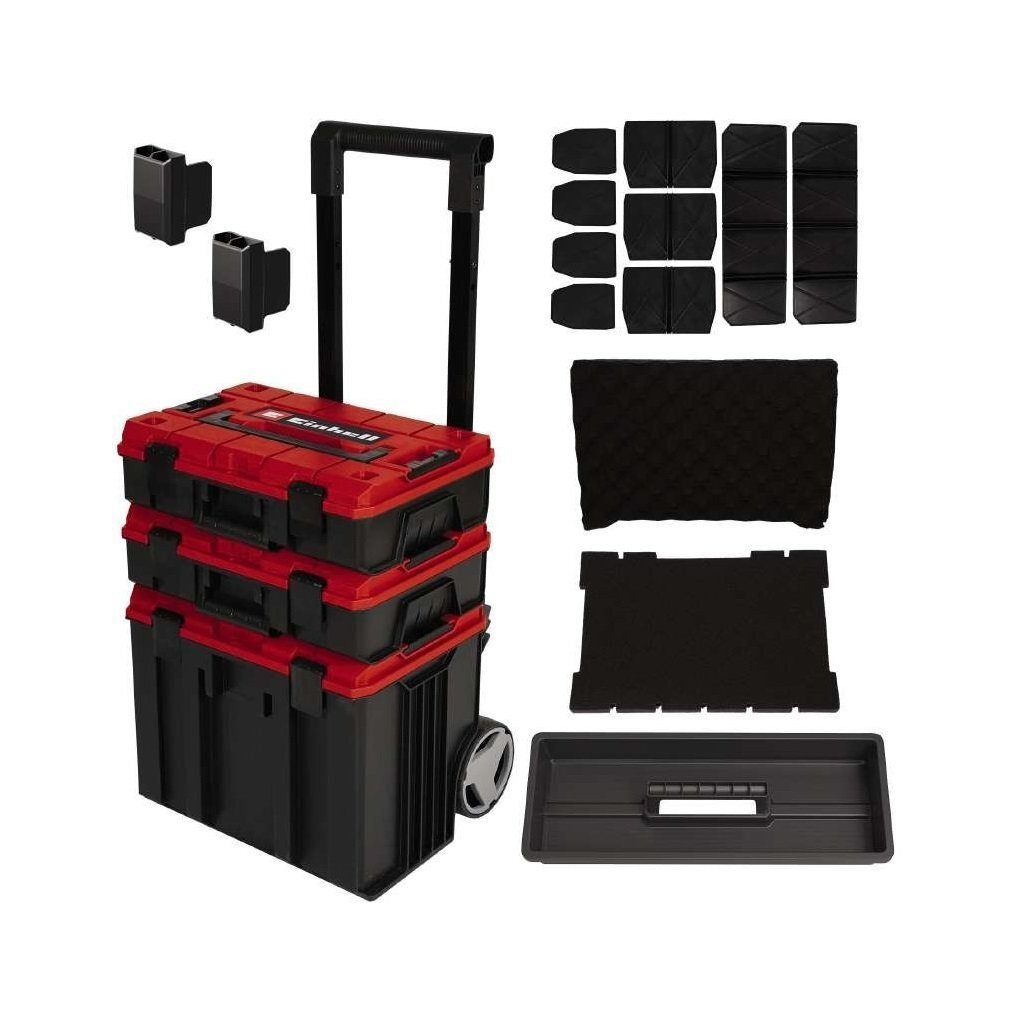 Ящик для інструментів Einhell E-Case Tower, 1 кейс S-F, 1 кейс S-F з вкладишем Grid Foam Set, 1 кейс L з колесами (4540015) - изображение 2