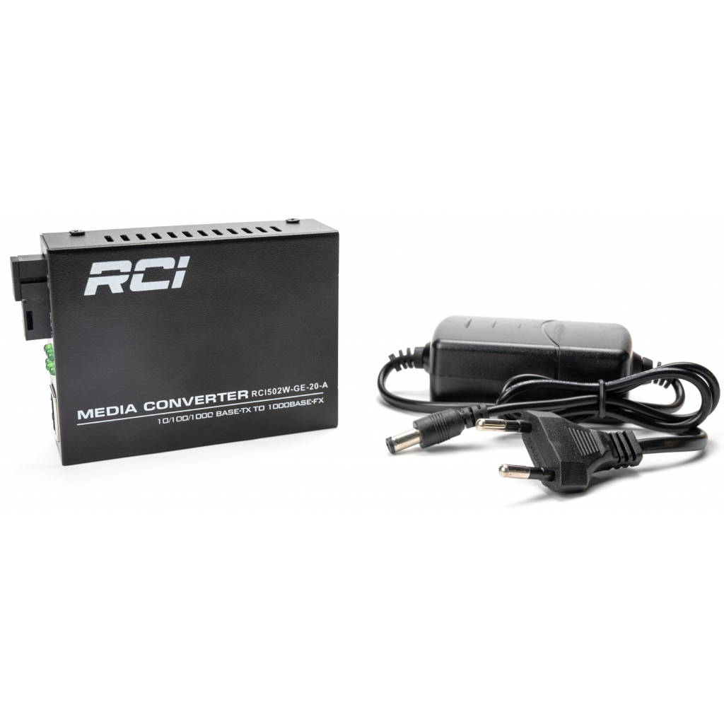Медіаконвертер RCI 1G, 20km, SC, RJ45, Tx 1310nm standart size metal case (RCI502W-GE-20-A) - зображення 3