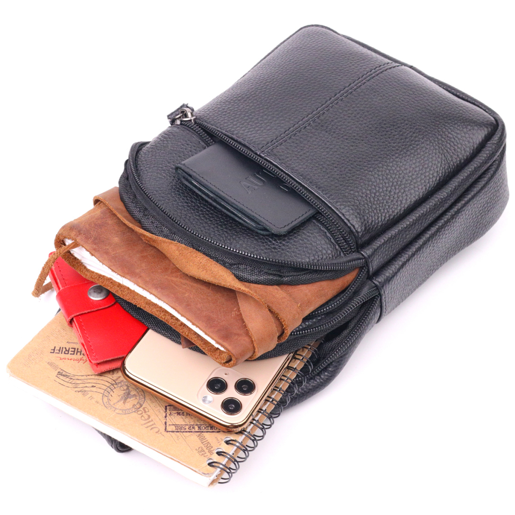 Сумка Vintage Через плече з натуральної шкіри Чорна (21307) - зображення 7