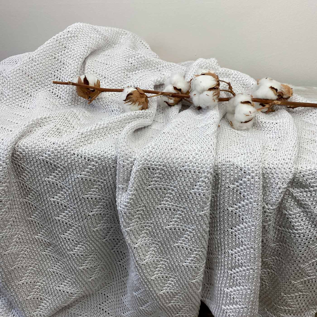 Плед Прованс в'язаний Дiно зiгзаг Молочний 130х170 см (4823093432031) - зображення 3