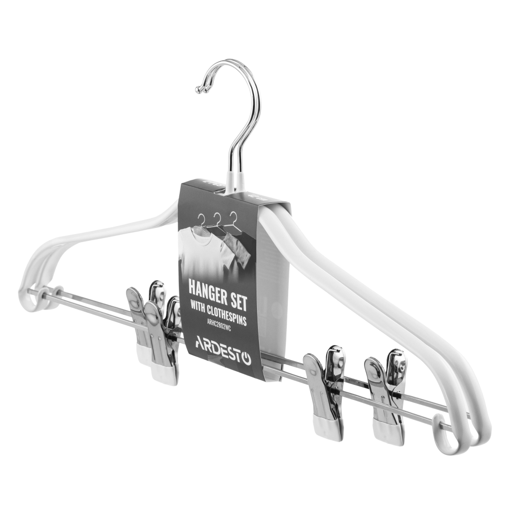 Плічка Ardesto Металеві з ПВХ покриттям З прищіпками Білі 42 см 2 шт. (ARHC2802WC) - зображення 2