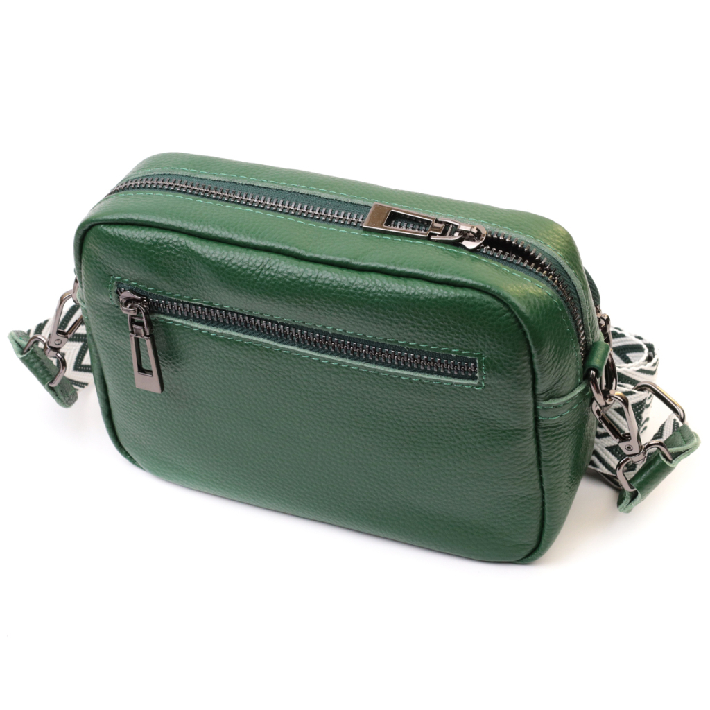 Сумка Vintage Жіноча прошита ромбами на лицьовій стороні з натуральної шкіри Зелена (22635) - зображення 2