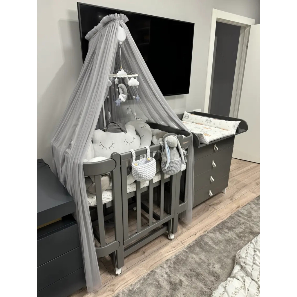 Ліжечко Ingvart трансформер Nika 70 Slim з опускною боковинкою (70х94, 70х120) графіт (8729001110) - зображення 1