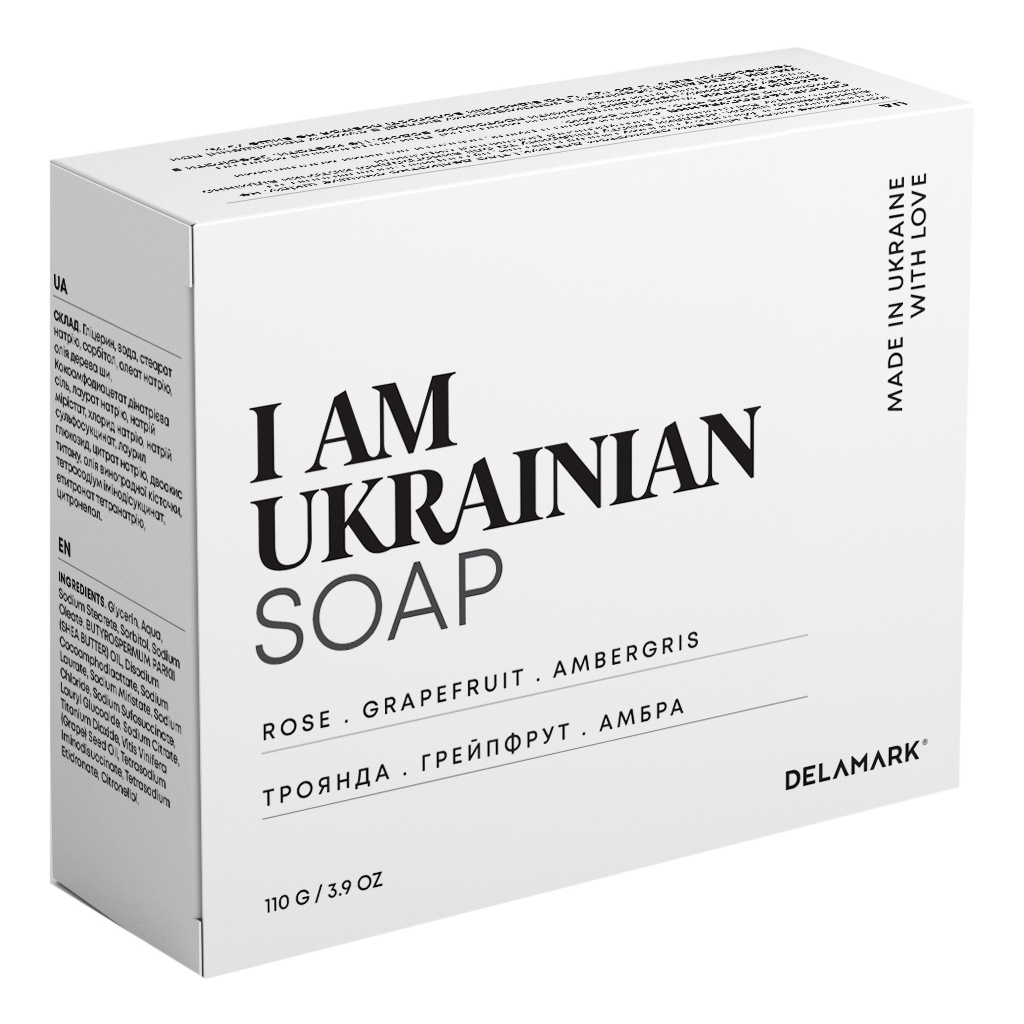 Тверде мило DeLaMark I Am Ukrainian Троянда-Грейпфрут-Амбра 110 г (4820152333315) - зображення 1