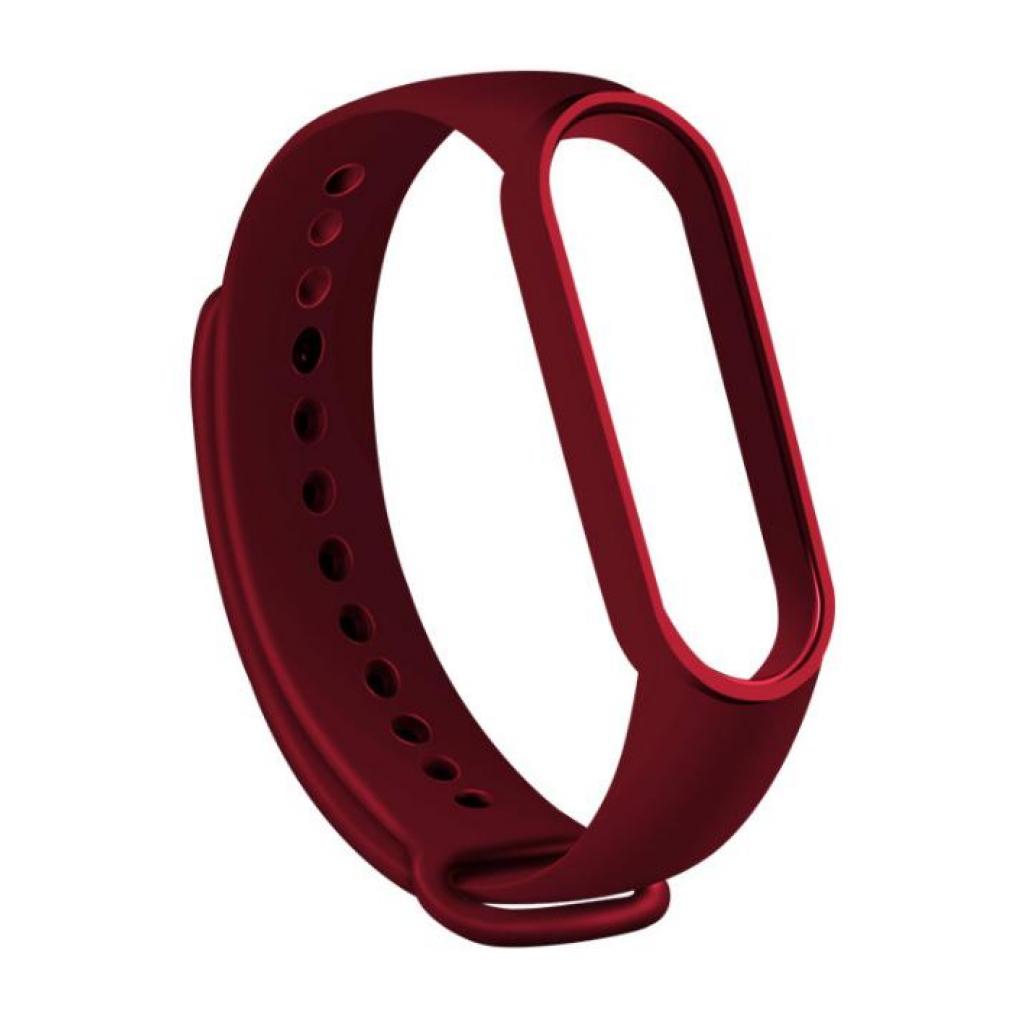 Ремінець до фітнес браслета BeCover Silicone для Xiaomi Mi Smart Band 5 Burgundy Red (705063) - зображення 2