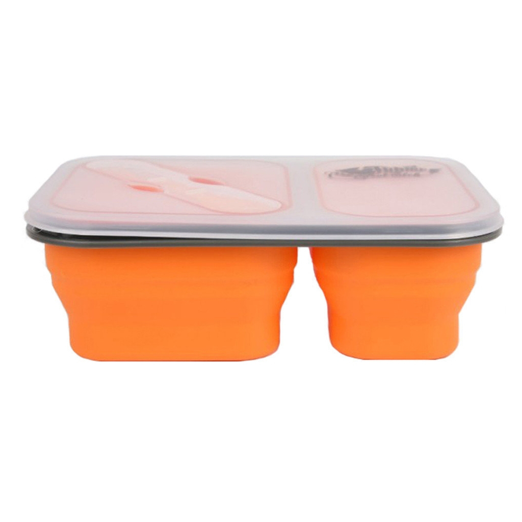 Набір туристичного посуду Tramp 2 отсека силиконовый 900ml с ловилкой orange (TRC-090-orange) - зображення 1