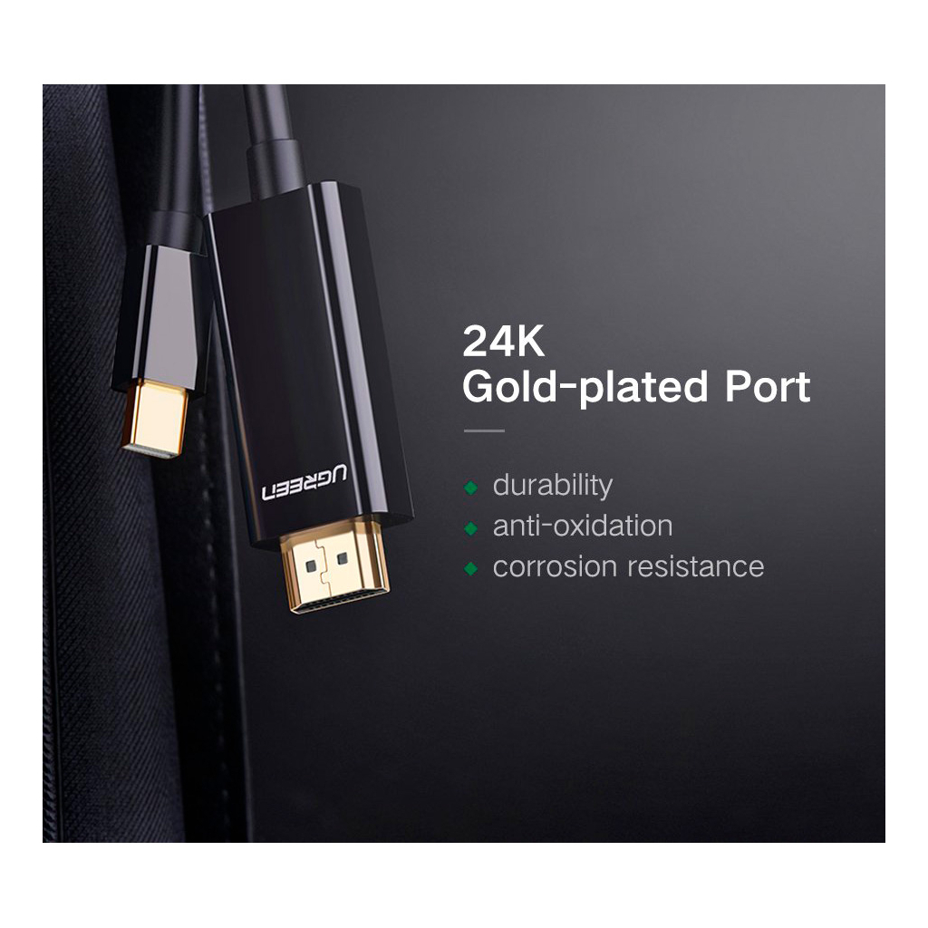 Кабель мультимедійний miniDisplayPort M to HDMI M 1.5m MD101 4K black Ugreen (20848) - зображення 9