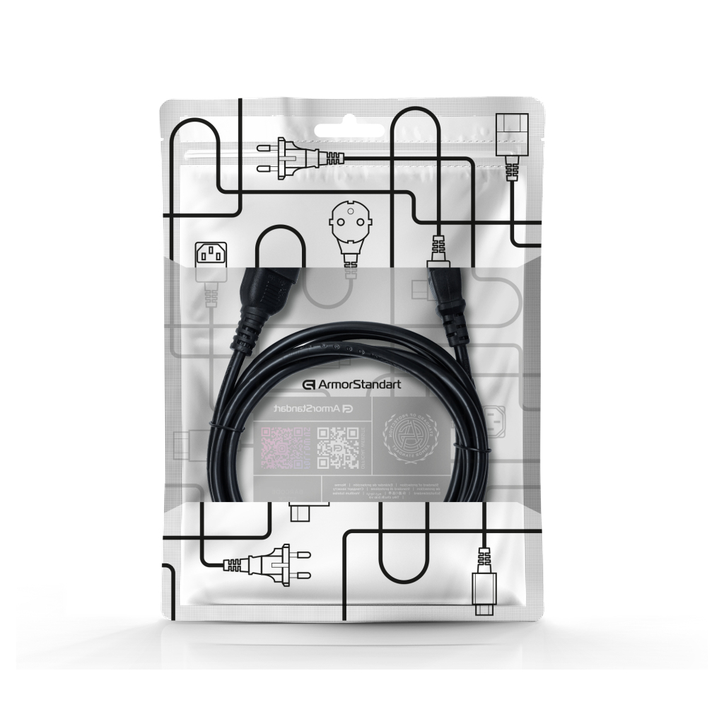 Кабель живлення C13 to C14 2.0m black Armorstandart (ARM73125) - зображення 3