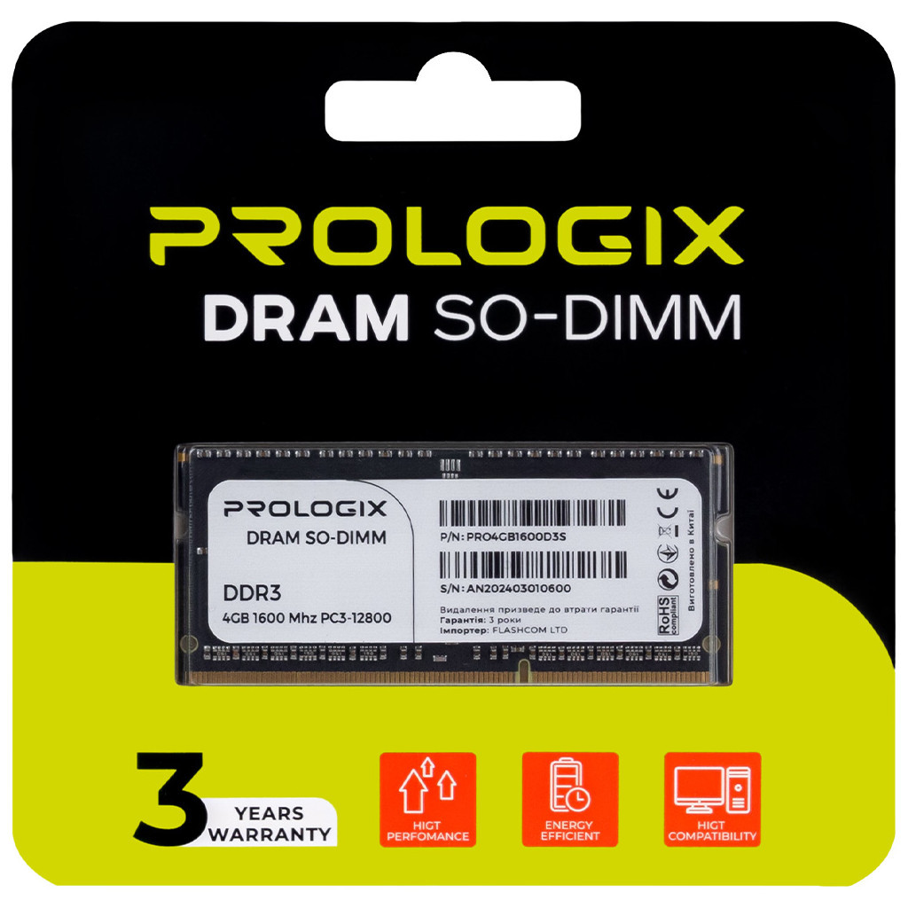 Модуль пам'яті для ноутбука SoDIMM DDR3 4GB 1600 MHz Prologix (PRO4GB1600D3S) - зображення 4