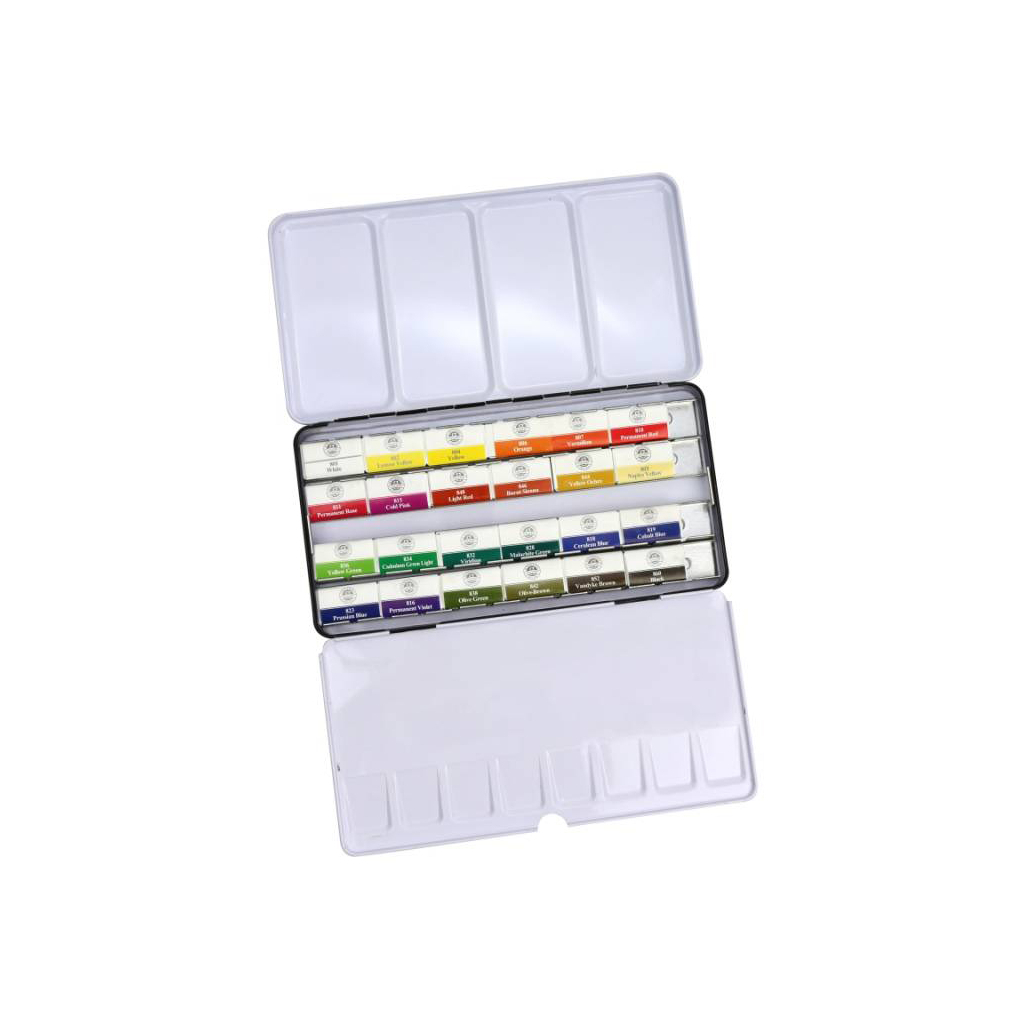 Акварельні фарби MUNGYO Gallery 24 кольори в кюветах металевий пенал (8804819139249) - зображення 4