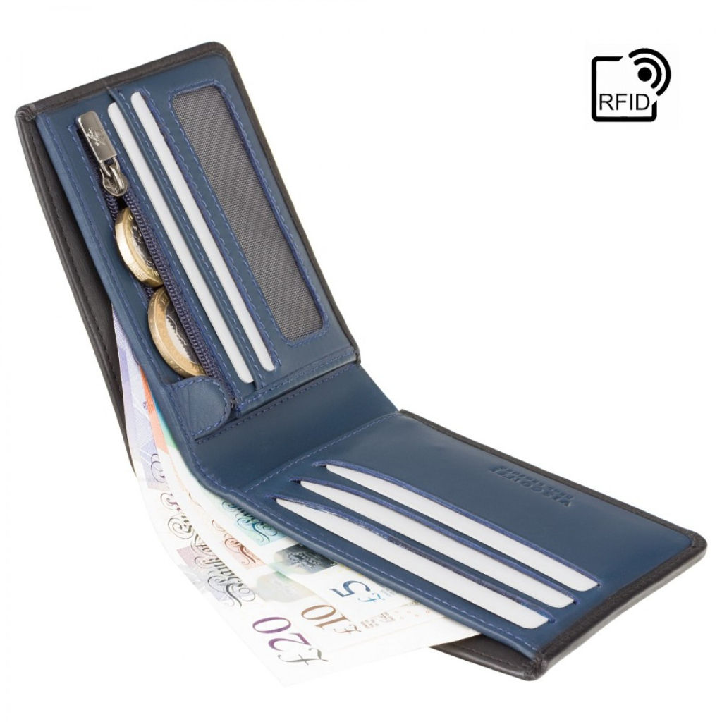 Гаманець Visconti VSL33 TAP-N-GO з RFID Black-Steel Blue (VSL33 BK/ST BL) - зображення 4