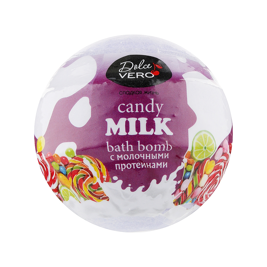 Бомбочка для ванни Dolce Vero Candy Milk з протеїнами молока фіолетова 75 г (4820091146380) - зображення 1