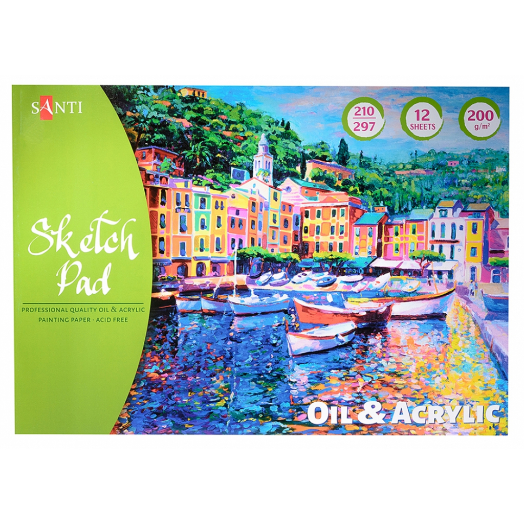Альбом для малювання Santi для ескізів олійними і акриловими фарбами А4, 12 аркушів (742548) - зображення 1