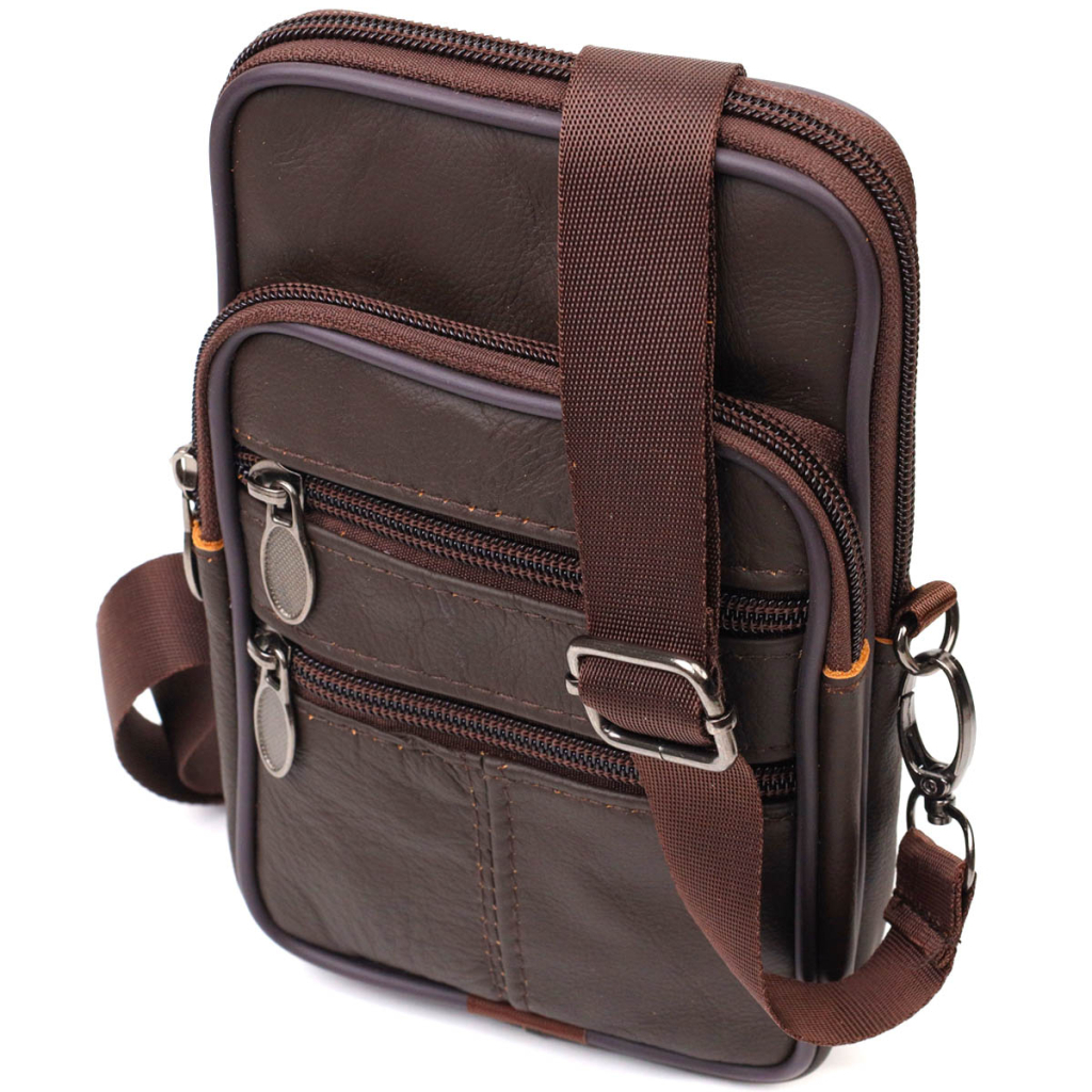 Сумка Vintage На пояс з натуральної шкіри Коричнева (21482) - зображення 1