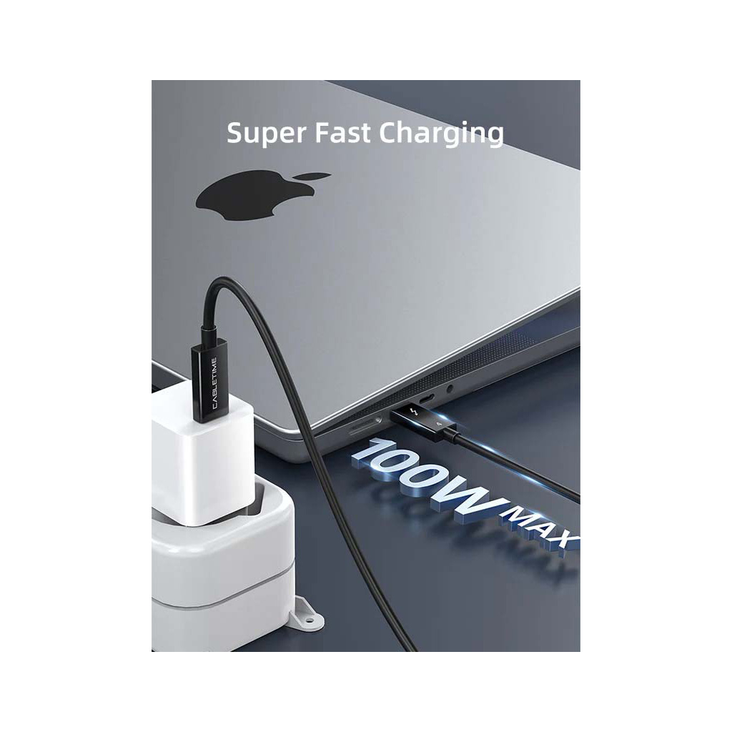 Дата кабель USB-C to USB-C 1.0m Thunderbolt 4 100W (20V/5A) 8K60Hz Cabletime (CA915422) - зображення 3
