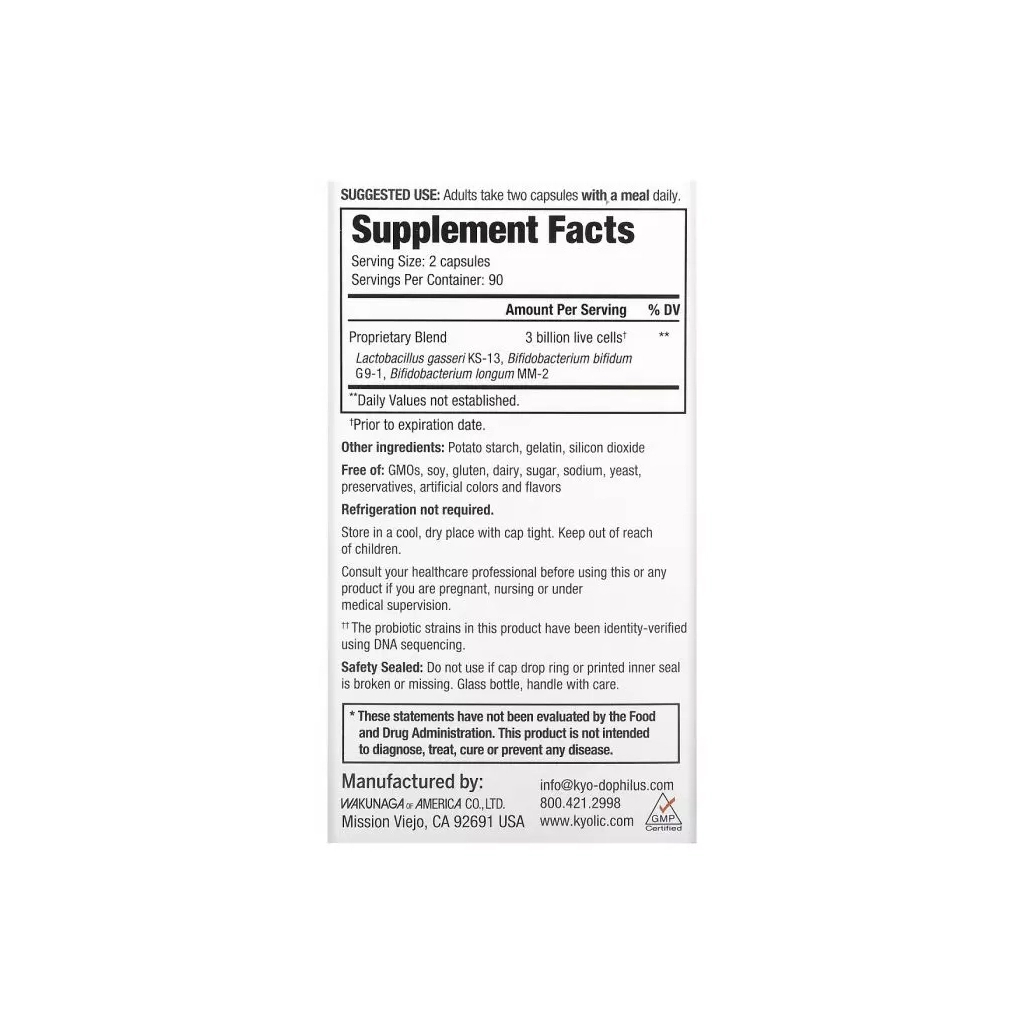 Пробіотики Kyolic щоденний, Kyo-Dophilus, Daily Probiotic, 180 капсул (WAK-60042) - зображення 2