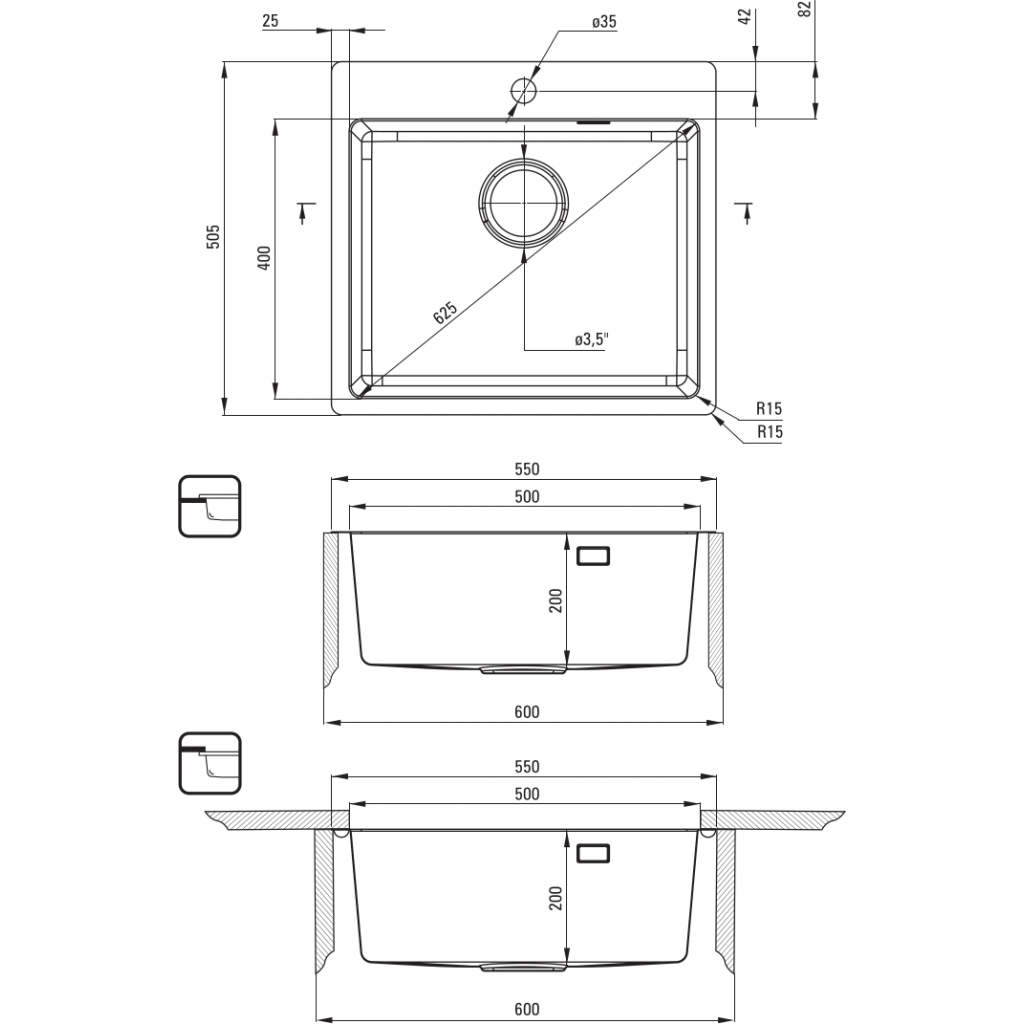 Мийка кухонна Deante Olfato ZPO_D10B + зміш. BQO_D72M (ZPOED10B) - зображення 6