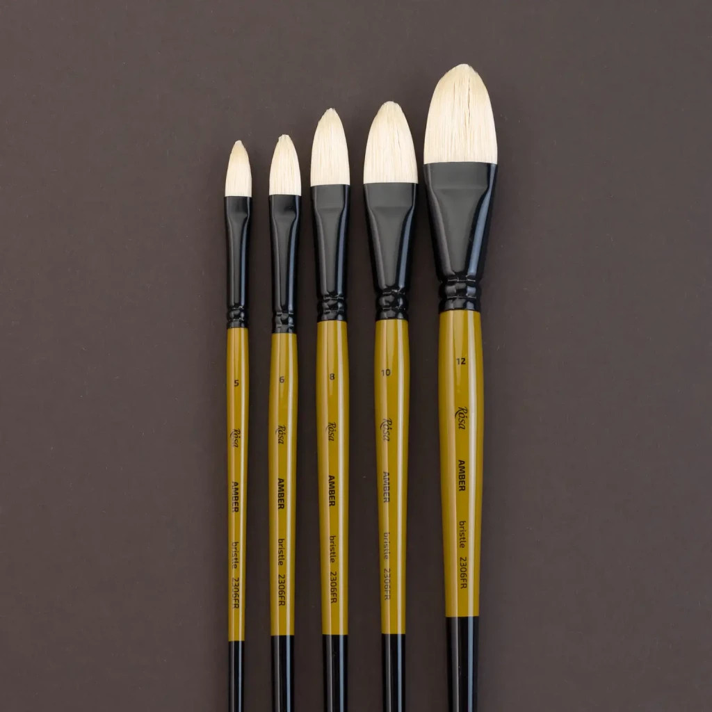 Пензлик для малювання Rosa Щетина овальна, AMBER 2306FR, №2 (4823098533467) - изображение 5