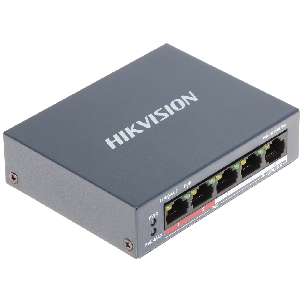 Комутатор мережевий Hikvision DS-3E0105P-E(B) - зображення 3
