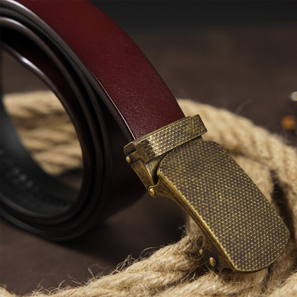 Ремінь Vintage Чоловічий із зернистою пряжкою автомат Коричневий (20273) - зображення 8